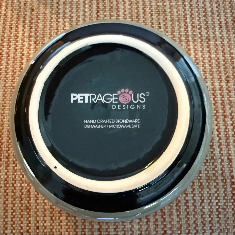 Black and Green/Gray Pet Bowl with Paw Print